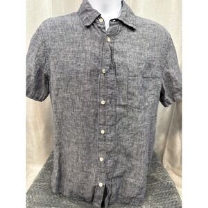 Panama Jack Mens Blue 100% Linen Short Sleeve Button Down Shirt Size Medium